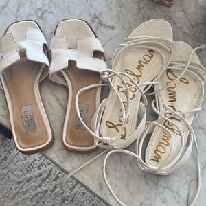 2 pairs white sandals